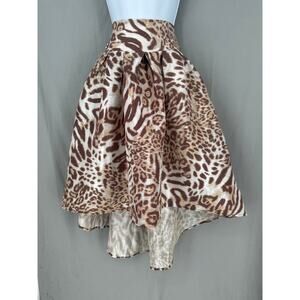 Y2K Vintage Skirt Womens Small Brown Animal Print Midi Stretch Party Event